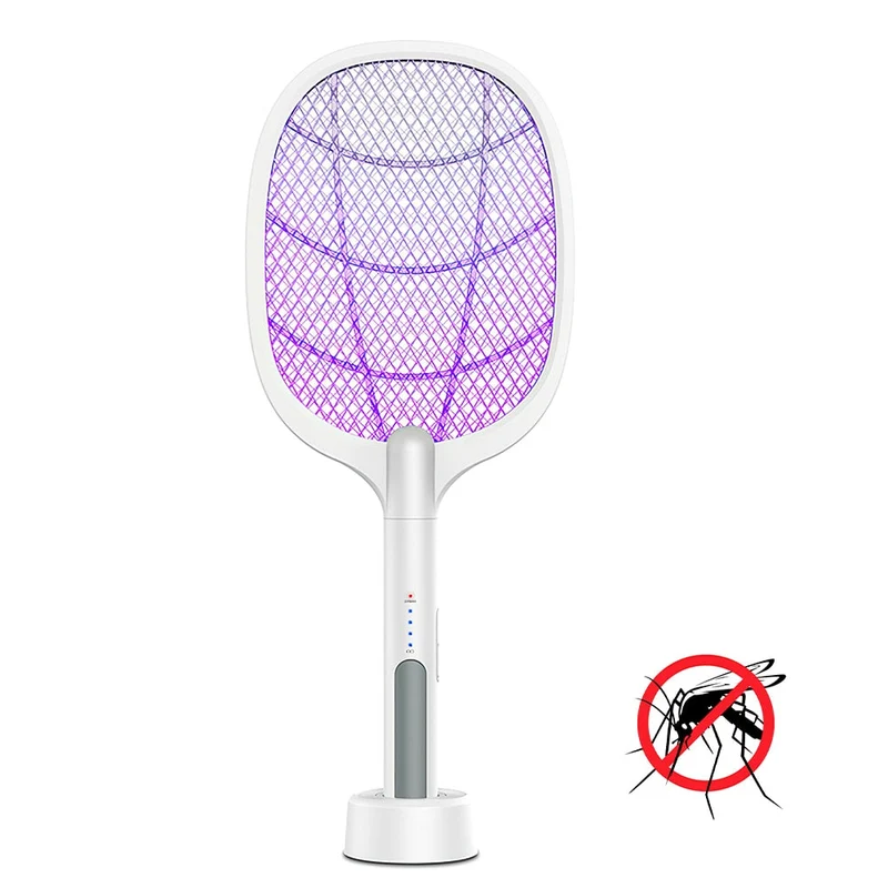 La raquette de tapette à mouche électrique tue le moustique électrique USB Rechargeable 3000V électrique Bug Zapper été ménage insecte tueur