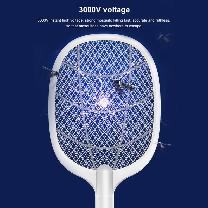 La raquette de tapette à mouche électrique tue le moustique électrique USB Rechargeable 3000V électrique Bug Zapper été ménage insecte tueur