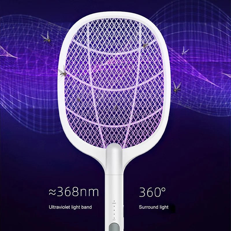 La raquette de tapette à mouche électrique tue le moustique électrique USB Rechargeable 3000V électrique Bug Zapper été ménage insecte tueur