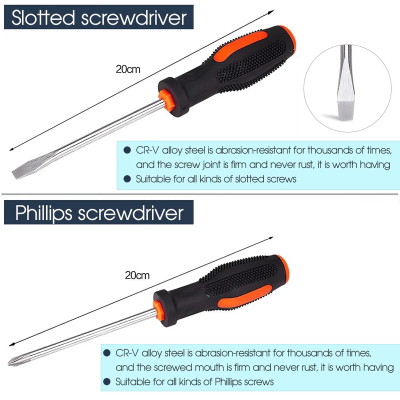 Kit d'outils à main polyvalent ensemble d'outils de réparation domestique général clé tournevis pince douille marteau scies mallette de rangement en plastique