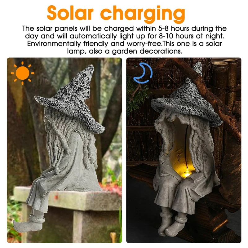 Année 2022 décoration de jardin Halloween cour Statues décoratives Sculpture Figurines ornement avec lumière de pelouse à LED solaire