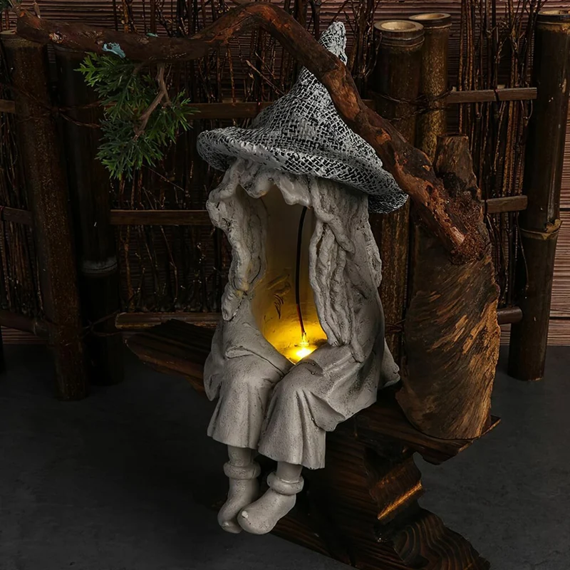 Année 2022 décoration de jardin Halloween cour Statues décoratives Sculpture Figurines ornement avec lumière de pelouse à LED solaire