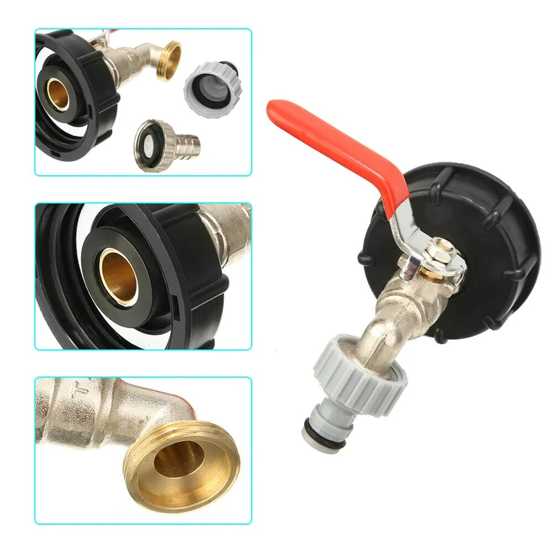 Adaptateur de réservoir IBC S60X6 vers robinet de jardin en laiton 1/2 pouce 3/4 pouce tuyau d'arrosage robinet réservoir d'eau connecteur de tuyau fournitures de jardin de remplacement