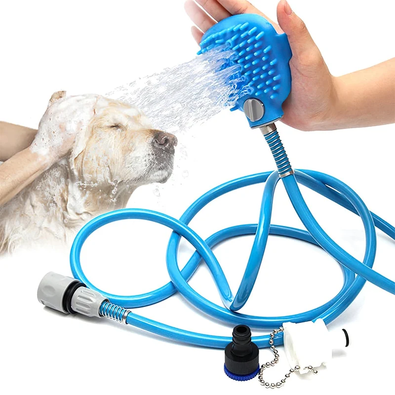Outil de tête de bain pour animaux de compagnie à main masseur pommeau de douche nettoyage pulvérisateur de lavage Portable douche chien bain brosse de Massage fournitures pour animaux de compagnie