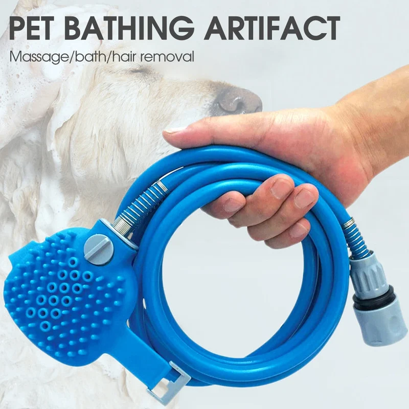Outil de tête de bain pour animaux de compagnie à main masseur pommeau de douche nettoyage pulvérisateur de lavage Portable douche chien bain brosse de Massage fournitures pour animaux de compagnie