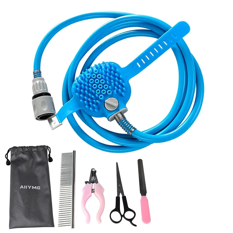 Outil de tête de bain pour animaux de compagnie à main masseur pommeau de douche nettoyage pulvérisateur de lavage Portable douche chien bain brosse de Massage fournitures pour animaux de compagnie