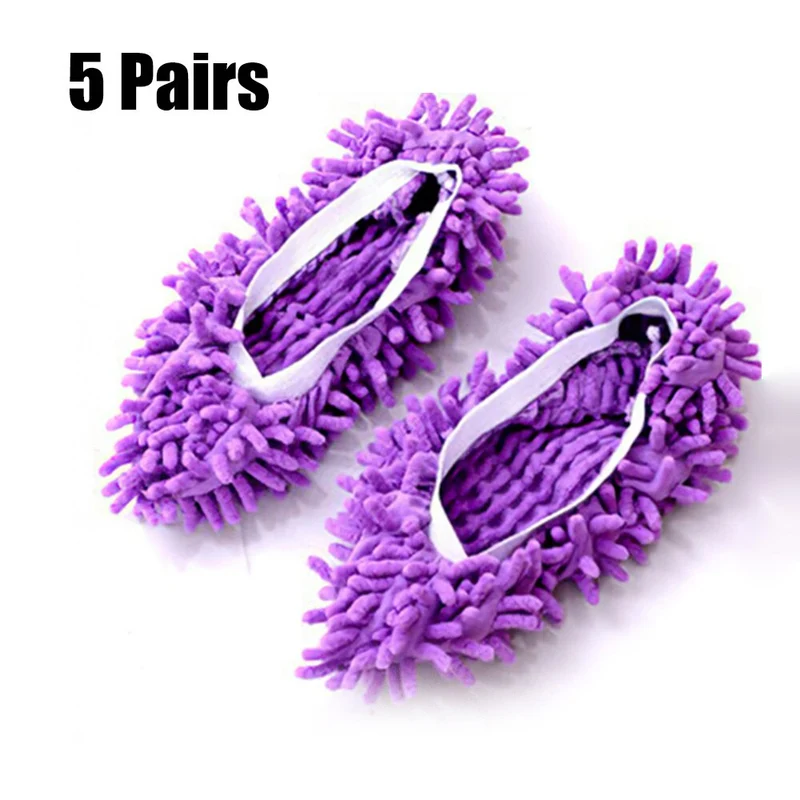 5 paires de pantoufles de nettoyage de poussière de sol chaussures chaussures de nettoyage paresseux Micro fibre nettoyage rapide de la maison lavable couvre-tête de vadrouille réutilisable