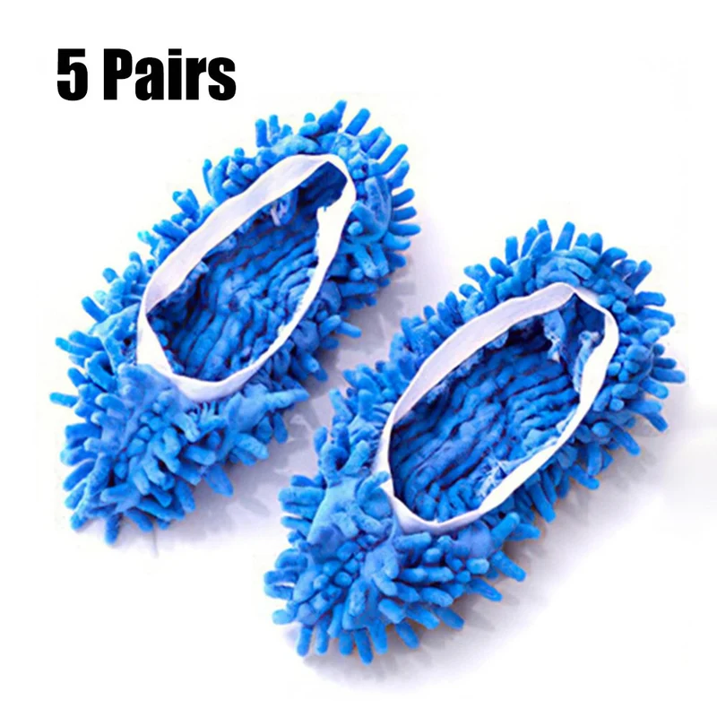 5 paires de pantoufles de nettoyage de poussière de sol chaussures chaussures de nettoyage paresseux Micro fibre nettoyage rapide de la maison lavable couvre-tête de vadrouille réutilisable