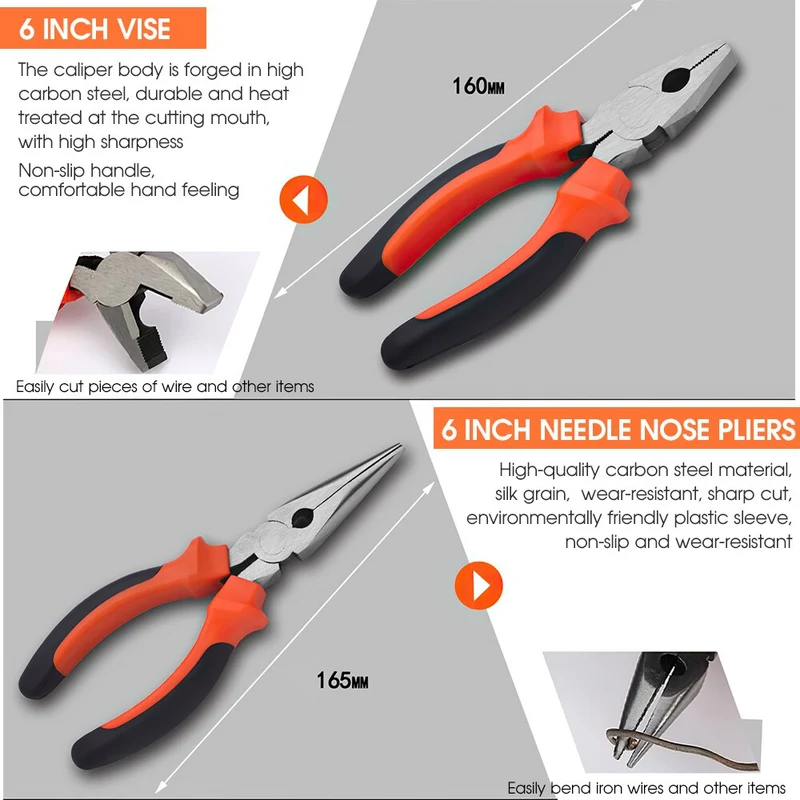Ensembles d'outils à main multifonctions Kit d'outils de réparation domestique Tournevis Marteau Clé Scie Ciseaux Lampe de poche Multi-outil avec étui