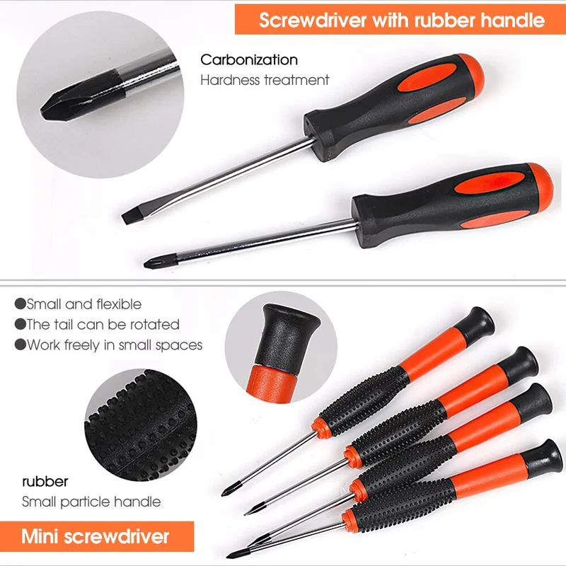Ensembles d'outils à main multifonctions Kit d'outils de réparation domestique Tournevis Marteau Clé Scie Ciseaux Lampe de poche Multi-outil avec étui