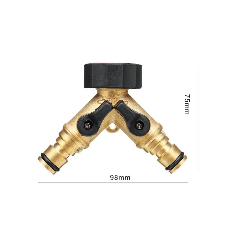 Robinet 2 voies robinet de jardin Irrigation laiton Y-Type connecteur d'arrosage distributeur 3/4 pouces Valve tuyau tuyau séparateur outils de jardinage