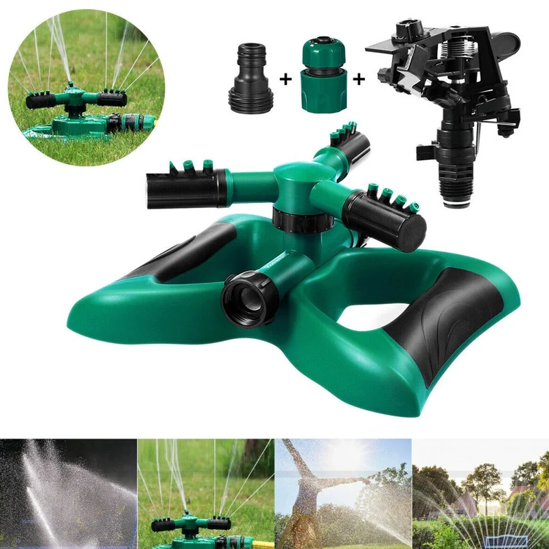 Arroseur de pelouse de jardin rotatif à 360 degrés système d'irrigation d'arrosage automatique 3 bras pulvérisateur arroseur d'eau fournitures de jardin