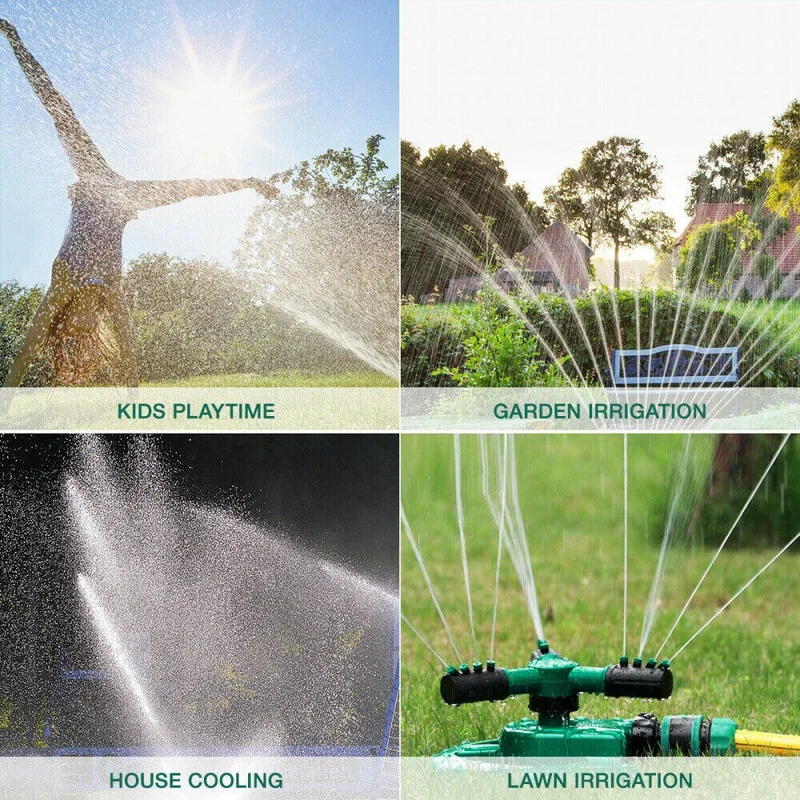 Arroseur de pelouse de jardin rotatif à 360 degrés système d'irrigation d'arrosage automatique 3 bras pulvérisateur arroseur d'eau fournitures de jardin