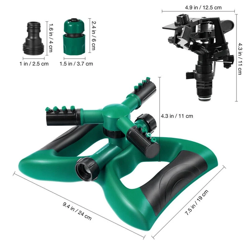 Arroseur de pelouse de jardin rotatif à 360 degrés système d'irrigation d'arrosage automatique 3 bras pulvérisateur arroseur d'eau fournitures de jardin