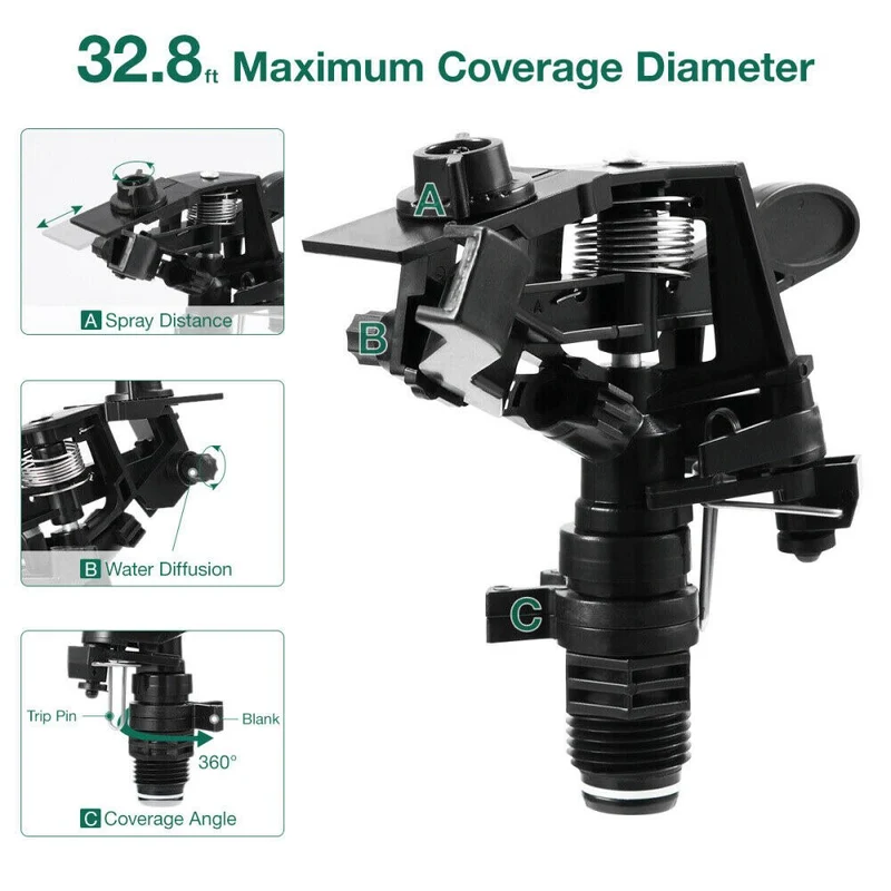 Arroseur de pelouse de jardin rotatif à 360 degrés système d'irrigation d'arrosage automatique 3 bras pulvérisateur arroseur d'eau fournitures de jardin