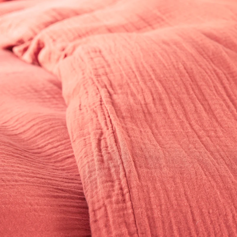 Pack 3 pièces Housse de couette - 260x240cm + 2 taies d'oreiller 65X65cm gaze de coton Blush
