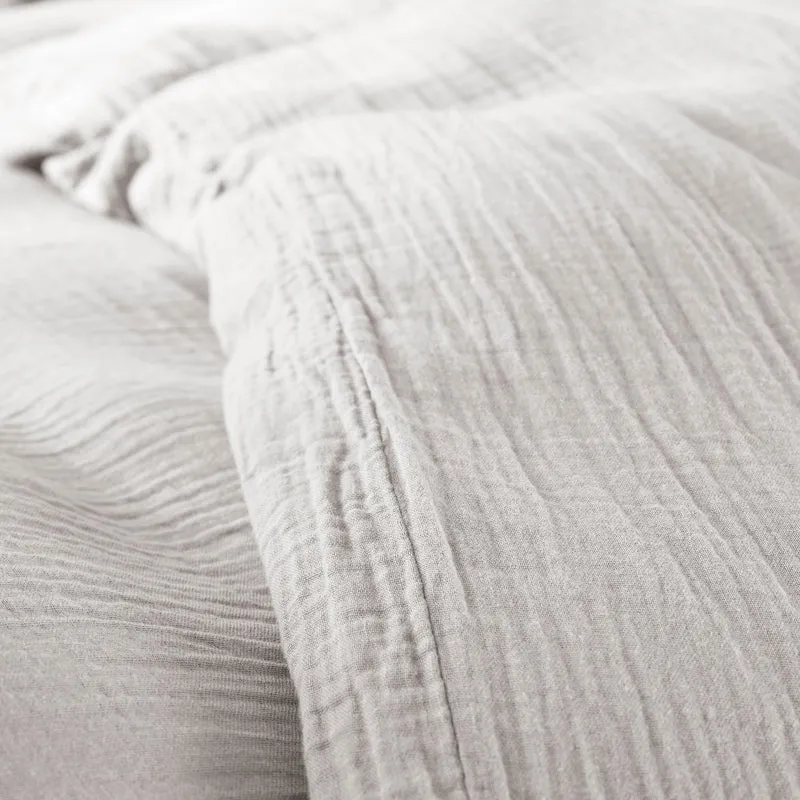 Pack 3 pièces Housse de couette 240x220cm + 2 taies d'oreiller 65X65cm gaze de coton Perle