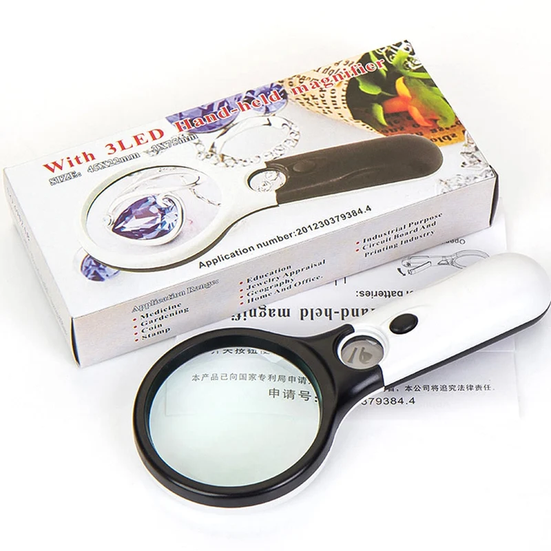 Loupe éclairée Lunettes de lecture Loupe de poche avec lumière LED Loupe Zoom 3x/45x