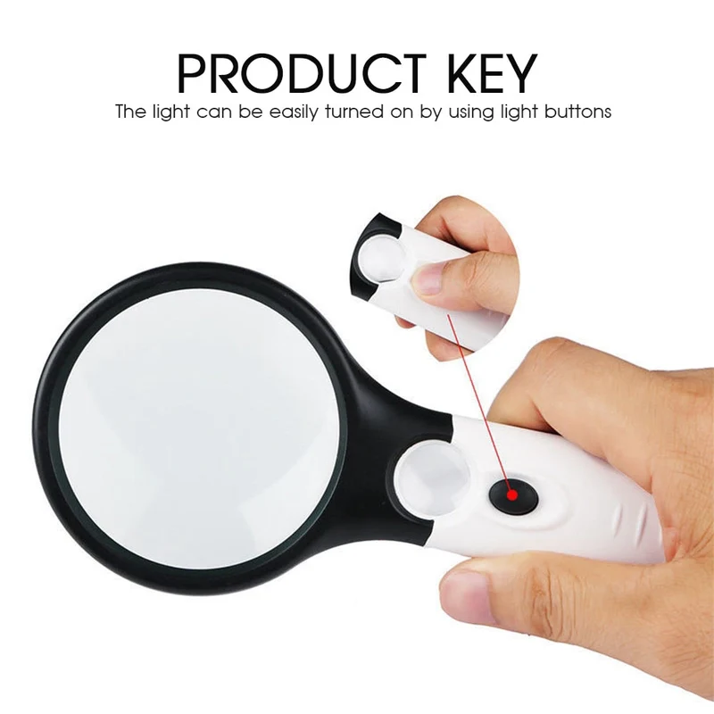 Loupe éclairée Lunettes de lecture Loupe de poche avec lumière LED Loupe Zoom 3x/45x