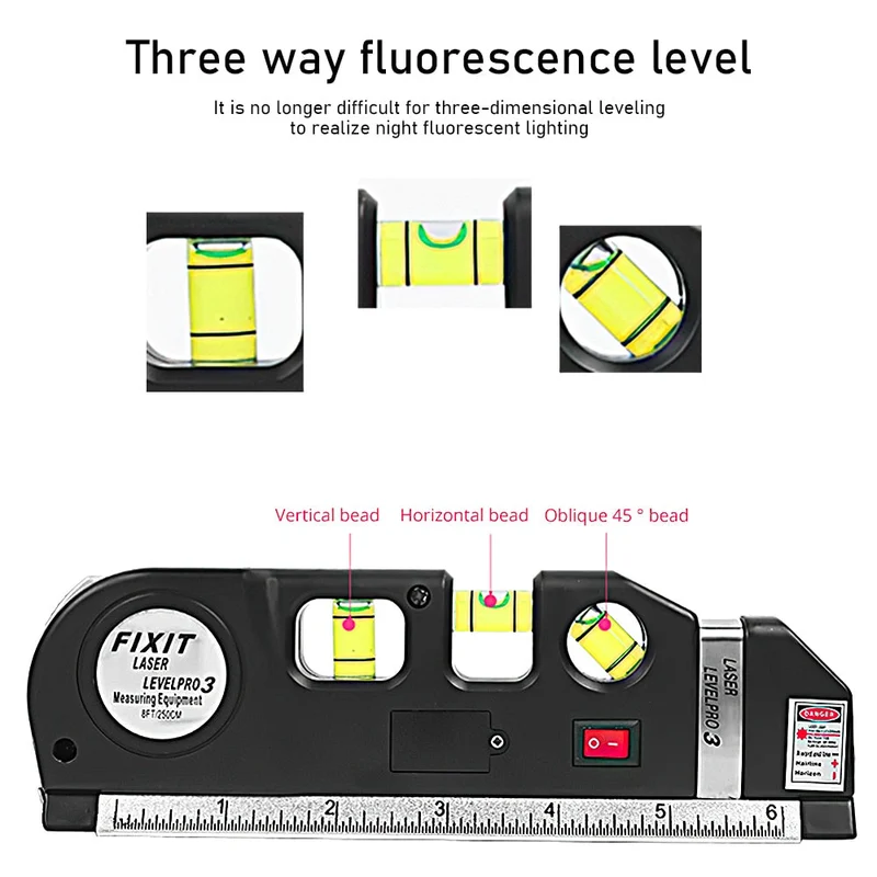 Niveau Laser polyvalent Horizon mesure verticale ruban à mesurer Laser dispositif de nivellement aligneur règles Standard outils de construction