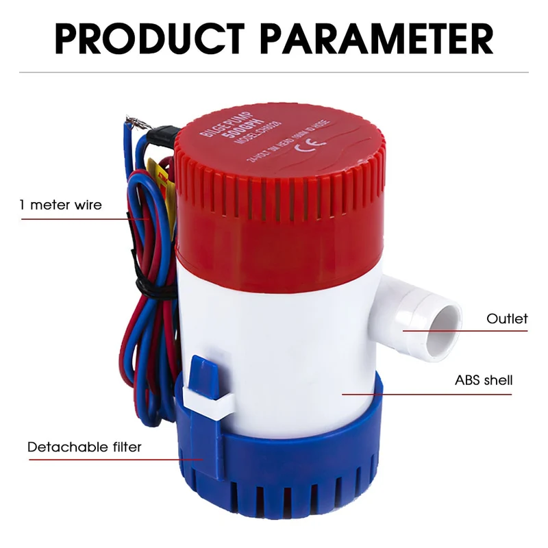 Pompe de cale 12V 24V 500gph 1100gph pompe à eau de cale Submersible pour bateau hydravion moteur bateau de pêche Aquarium piscine