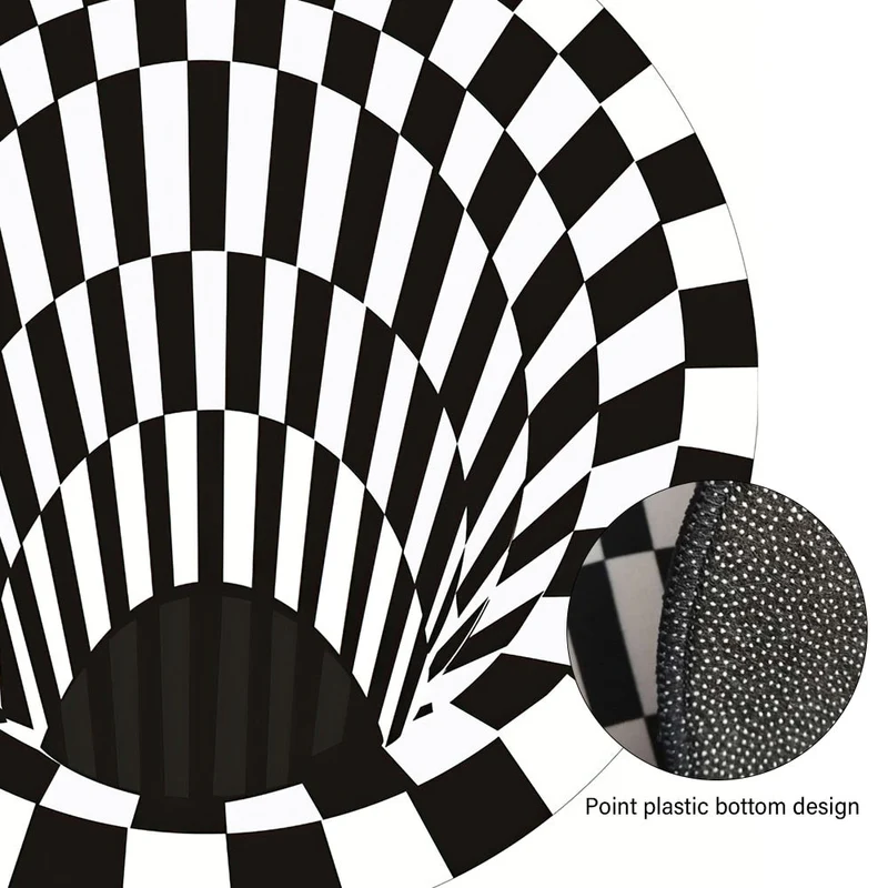 80cm diamètre tapis rond 3D Vortex Illusion visuelle tapis salon tapis chambre tapis rond antidérapant paillasson couverture