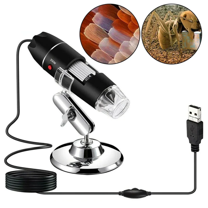 1600X USB Microscope Numérique 8 LED Loupe Portable Zoom Microscope Électronique Caméra Endoscope avec Support pour la Réparation de PCB