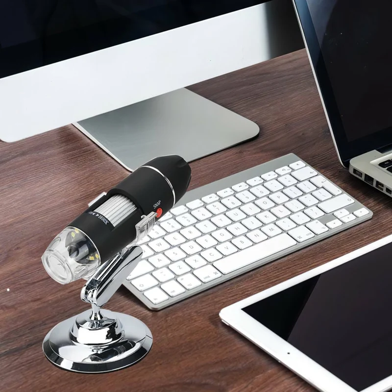 1600X USB Microscope Numérique 8 LED Loupe Portable Zoom Microscope Électronique Caméra Endoscope avec Support pour la Réparation de PCB