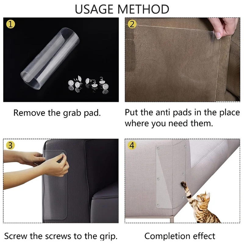 4 pièces chat griffe canapé anti-rayures gardes tissu canapé protecteur tapis canapé chat gratter gardes Flexible Pad Protection de meubles
