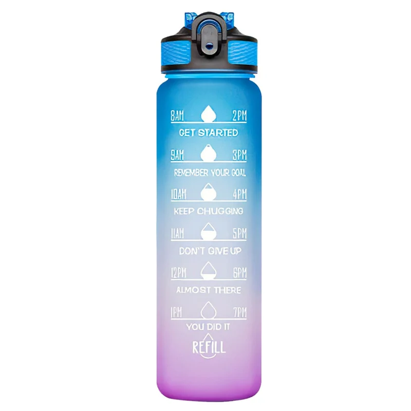 1L Portable Sport Bouteille D'eau Marqueur De Temps Anti-Fuite Bounce Couvercle Tasse D'eau Sport En Plein Air Fitness Bouteille À Boire avec Paille