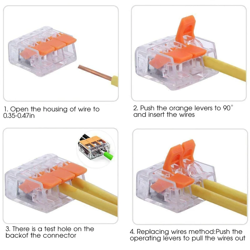 28/32/75 pièces connecteurs de fil universel Compact Push-in borne de fil électrique câblage rapide connecteurs de câble bornier