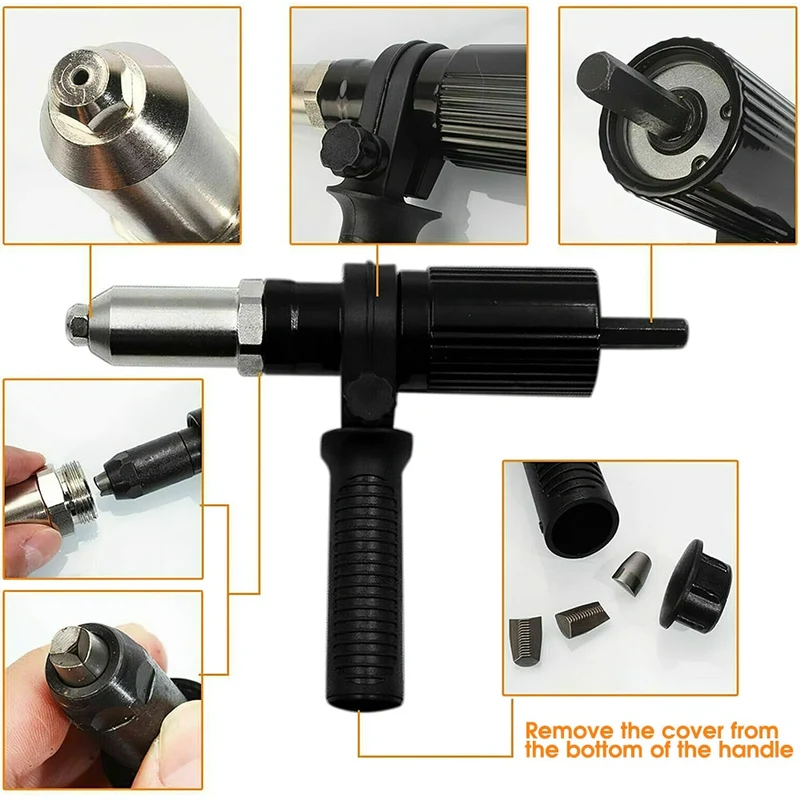 Électrique Rivet Écrou Pistolet Perceuse Adaptateur 2.4mm-4.8mm Sans Fil Rivetage Outil Insérer Écrou Tirer Rivet Outil Kit Outils Électriques Accessoires