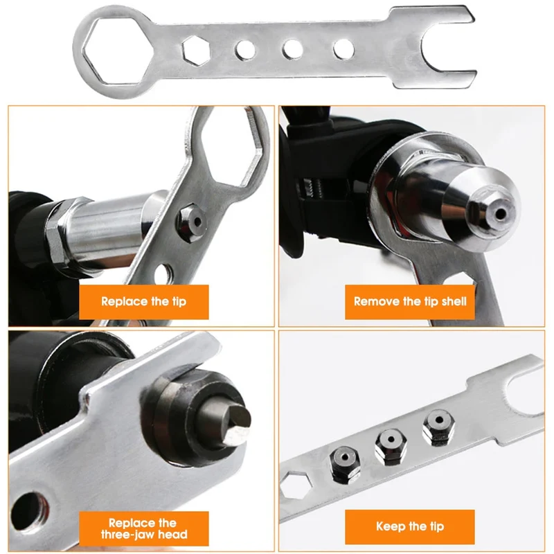 Électrique Rivet Écrou Pistolet Perceuse Adaptateur 2.4mm-4.8mm Sans Fil Rivetage Outil Insérer Écrou Tirer Rivet Outil Kit Outils Électriques Accessoires