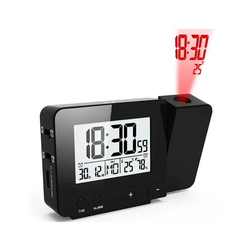 Réveil Projection horloge de Table numérique projecteur LED minuterie de répétition réveil double alarme rétro-éclairage température humidité affichage