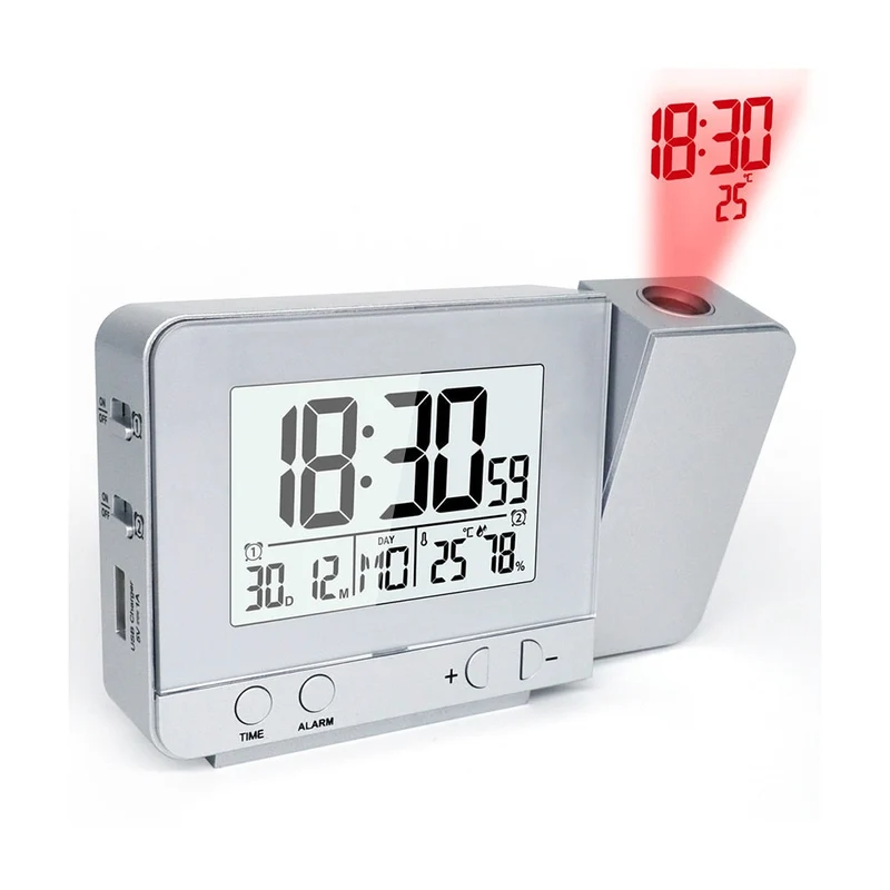 Réveil Projection horloge de Table numérique projecteur LED minuterie de répétition réveil double alarme rétro-éclairage température humidité affichage