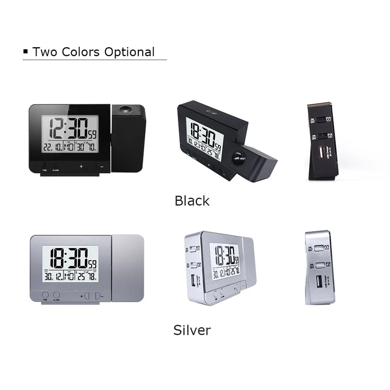 Réveil Projection horloge de Table numérique projecteur LED minuterie de répétition réveil double alarme rétro-éclairage température humidité affichage