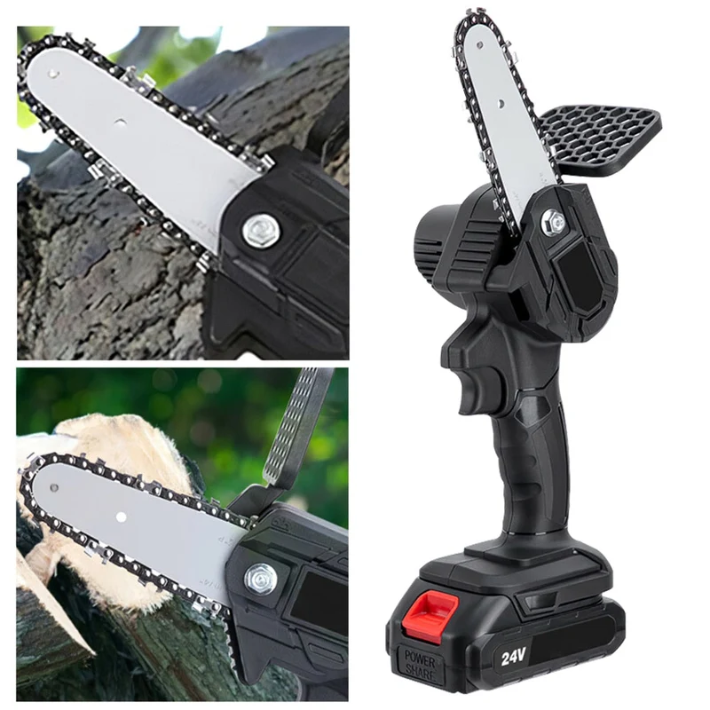 24V 650W 4 pouces Mini tronçonneuse électrique sans fil portable Rechargeable scie à chaîne travail du bois élagage à une main outils de jardin scie