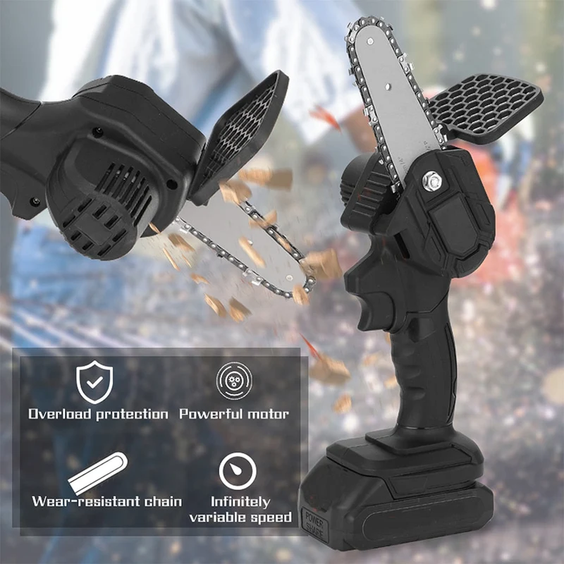 24V 650W 4 pouces Mini tronçonneuse électrique sans fil portable Rechargeable scie à chaîne travail du bois élagage à une main outils de jardin scie