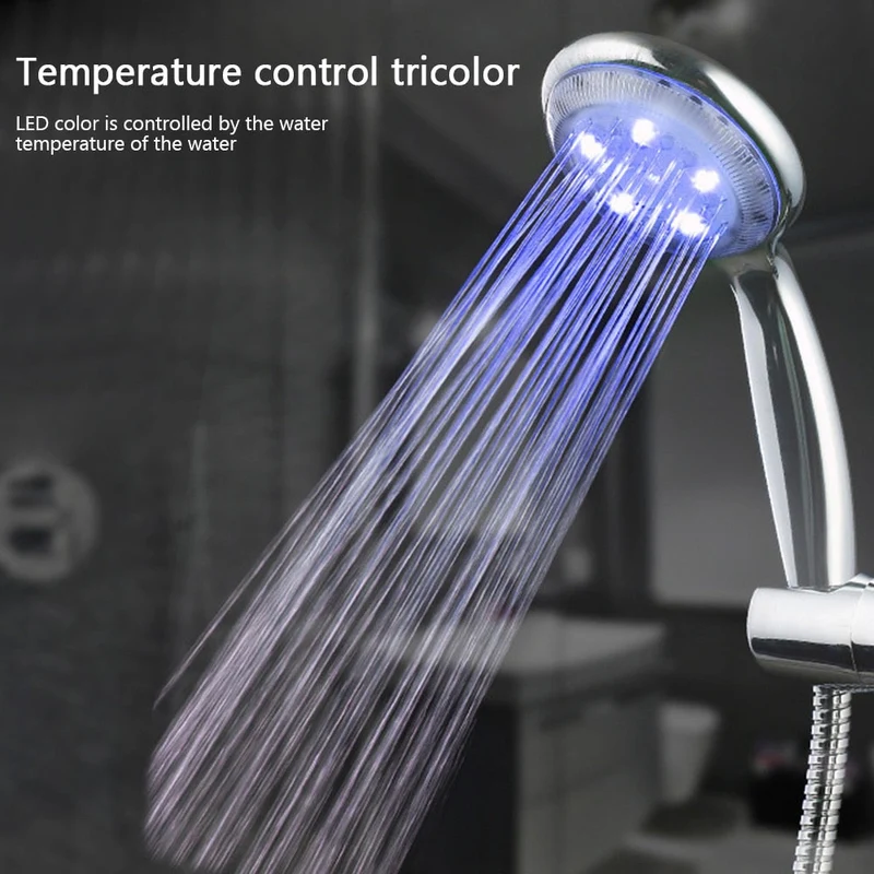 LED pommeau de douche changement de couleur automatique contrôle de la température salle de bain pommeau de douche pulvérisateur pression cascade salle de bain fournitures