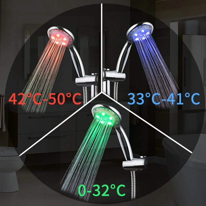 LED pommeau de douche changement de couleur automatique contrôle de la température salle de bain pommeau de douche pulvérisateur pression cascade salle de bain fournitures
