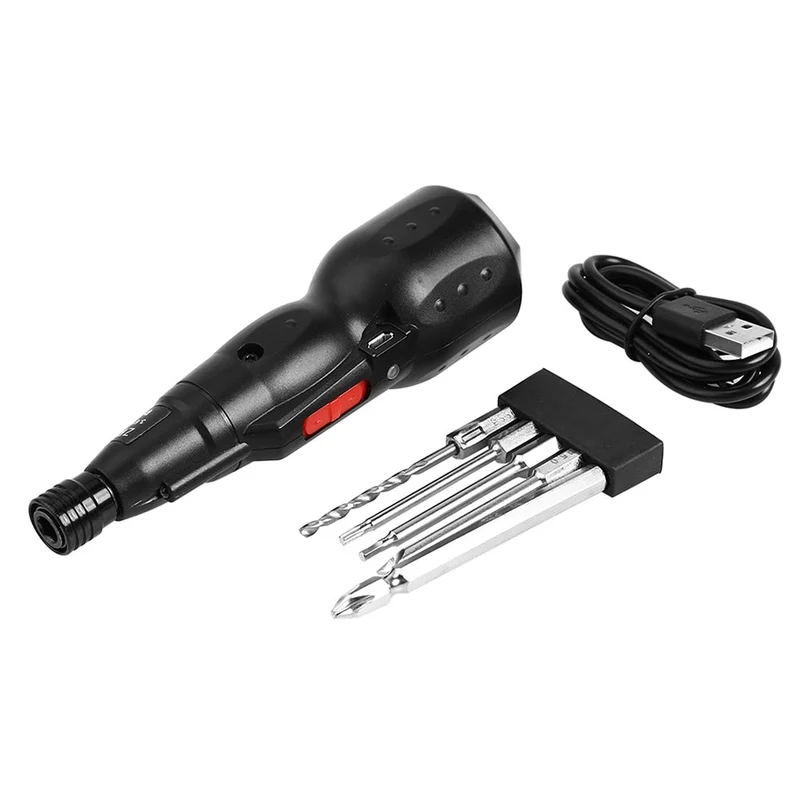 Tournevis électrique avec 5pcs Bits LED Éclairage Sécurité Tournevis Outil Foret USB Rechargeable Tournevis sans fil