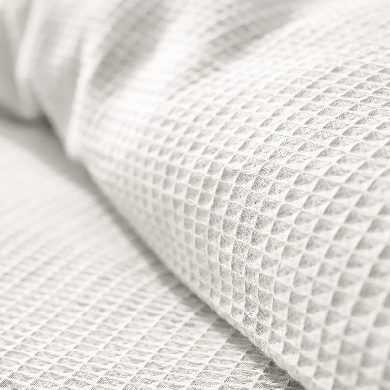 Pack 3 Pièces Housse de couette 260x240cm + 2 taies d'oreiller 65X65cm - nid d'abeille - Neige