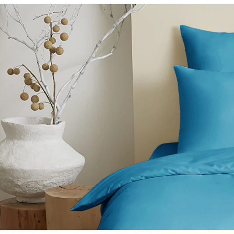 Pack 4 pièces Housse de couette 140 x 200 cm - Drap housse 90 x 190 cm - 2 taies d'oreiller - 100% coton / 57 fils/cm² - Turquoise