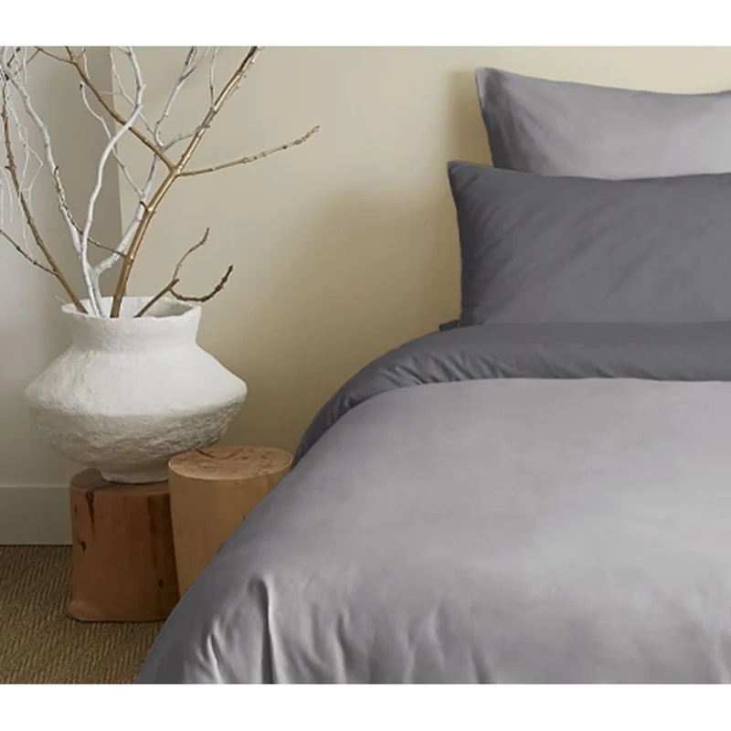 Pack 6 pièces Housse de couette 240 x 260 cm - 100% coton / 57 fils/cm² - Gris/Anthracite Bicolore