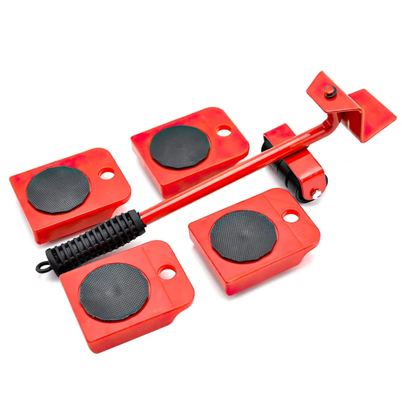 5 pièces/ensemble Kit de curseurs de levage de meubles appareils de meubles outils de manutention de Transport barre de roue dispositif de déplacement facile 100Kg/220Lbs