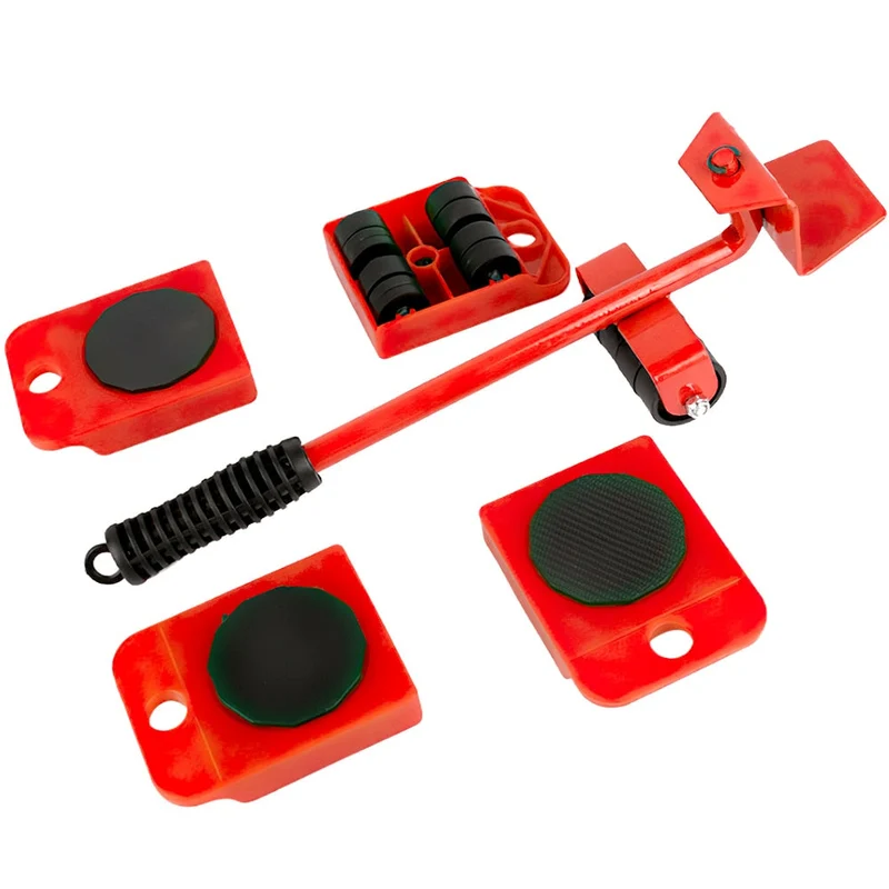 5 pièces/ensemble Kit de curseurs de levage de meubles appareils de meubles outils de manutention de Transport barre de roue dispositif de déplacement facile 100Kg/220Lbs