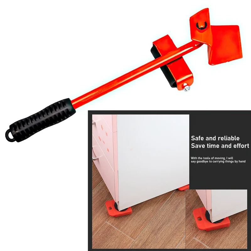 5 pièces/ensemble Kit de curseurs de levage de meubles appareils de meubles outils de manutention de Transport barre de roue dispositif de déplacement facile 100Kg/220Lbs