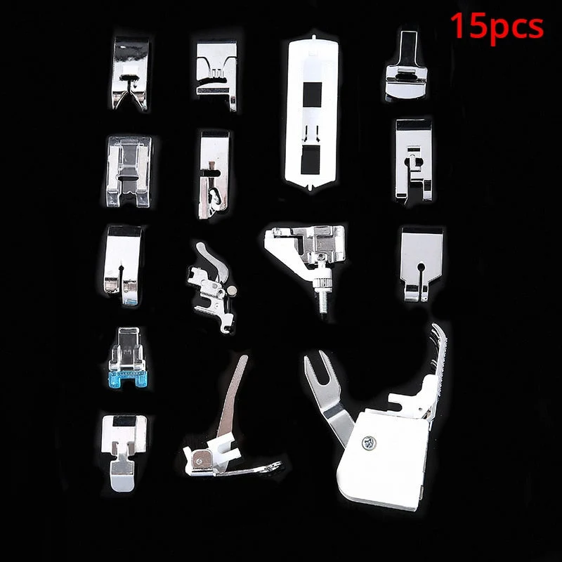 6/7/9/15 pièces Machine à coudre fournitures pied-de-biche avec boîte ourlet pieds pièces de rechange accessoires de Machine à coudre pour frère chanteur