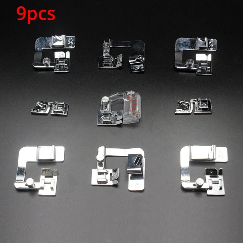 6/7/9/15 pièces Machine à coudre fournitures pied-de-biche avec boîte ourlet pieds pièces de rechange accessoires de Machine à coudre pour frère chanteur