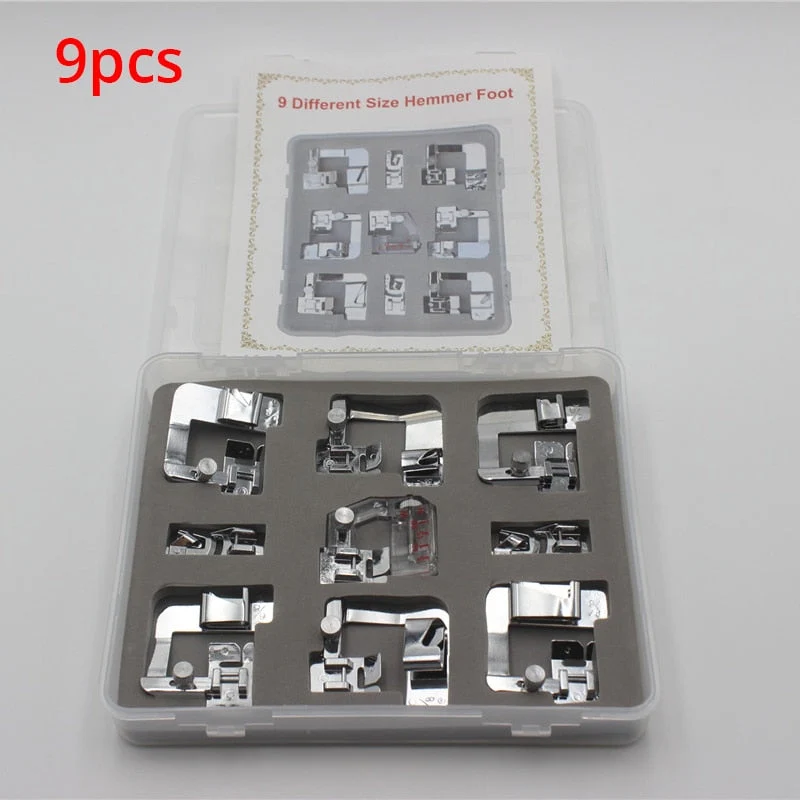6/7/9/15 pièces Machine à coudre fournitures pied-de-biche avec boîte ourlet pieds pièces de rechange accessoires de Machine à coudre pour frère chanteur